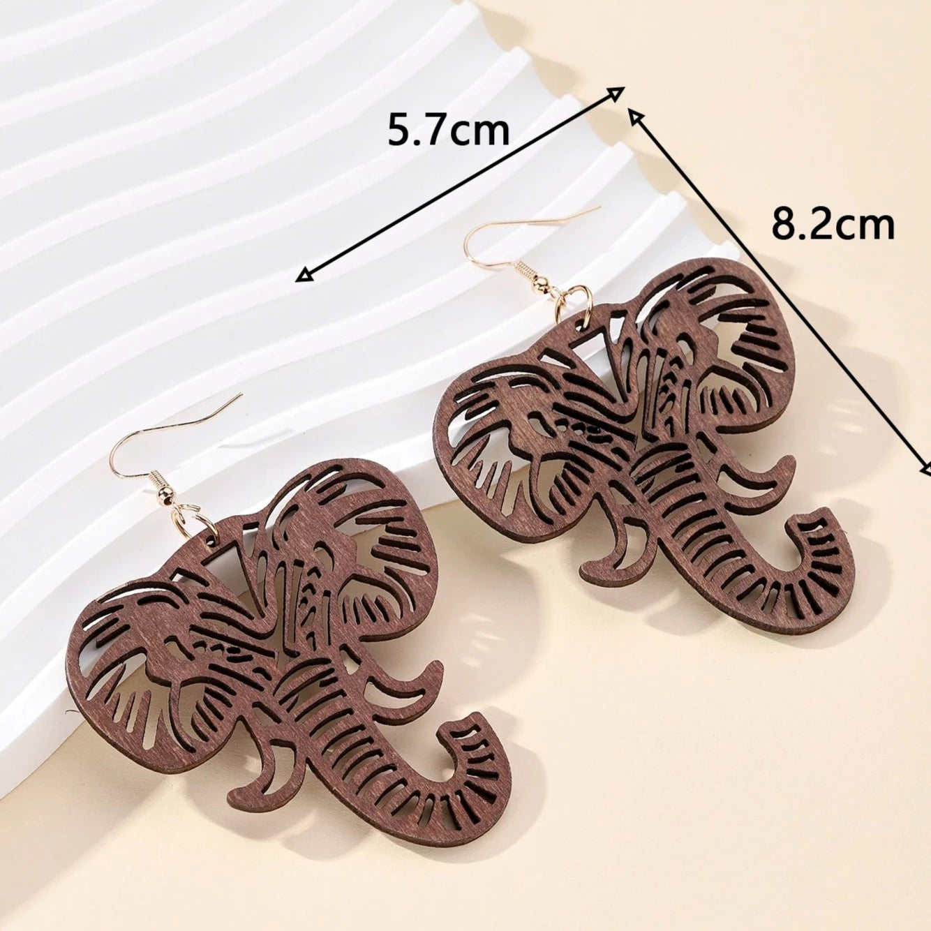 Elephant Wooden Dangle Earrings