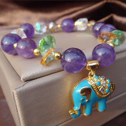 Elephant Pendant Adjustable Bangles Crystal Bracelets