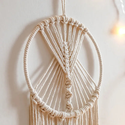 Native Macrame Dream Catcher With Leaf Wall Hanging