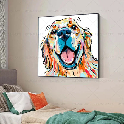 Dog Golden Canvas Painting Prints Wall Art