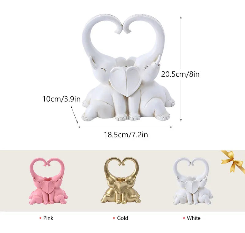 Elephant Couple Statue Resin Candlestick Ornaments