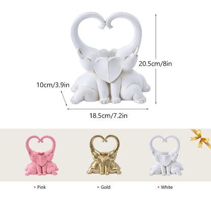 Elephant Couple Statue Resin Candlestick Ornaments