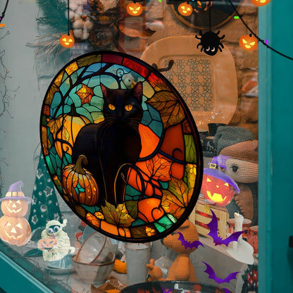 Halloween Cat PVC Window Glass Stickers Glue Free