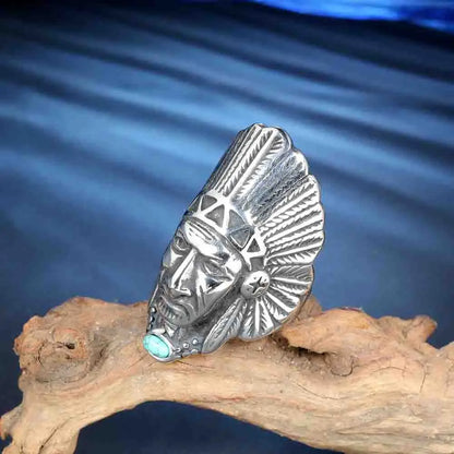 Native Tribal Chieftain Ring Stainless Steel