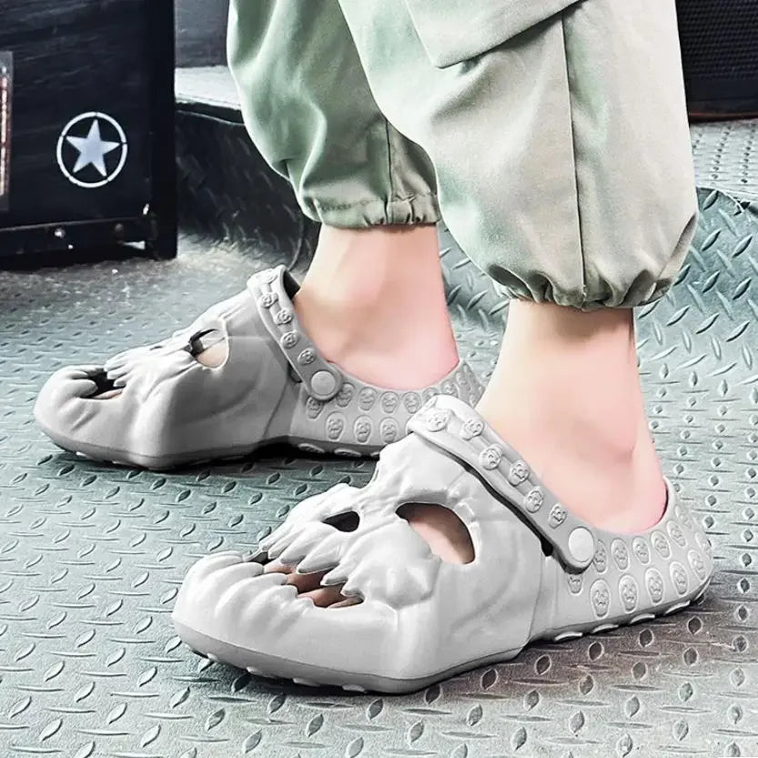 Skull Design Garden Sandals Outdoor Slide Thick Sole Platform Non-slip