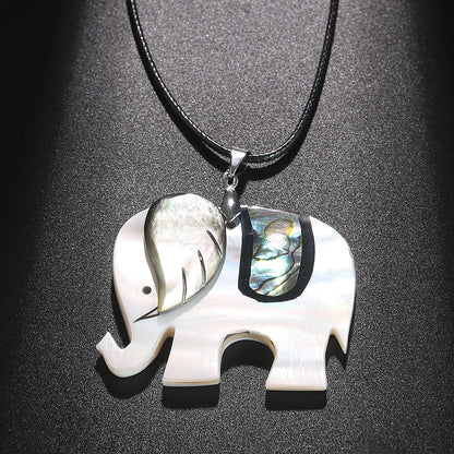 Elephant Pearl Shell Pendant Necklace