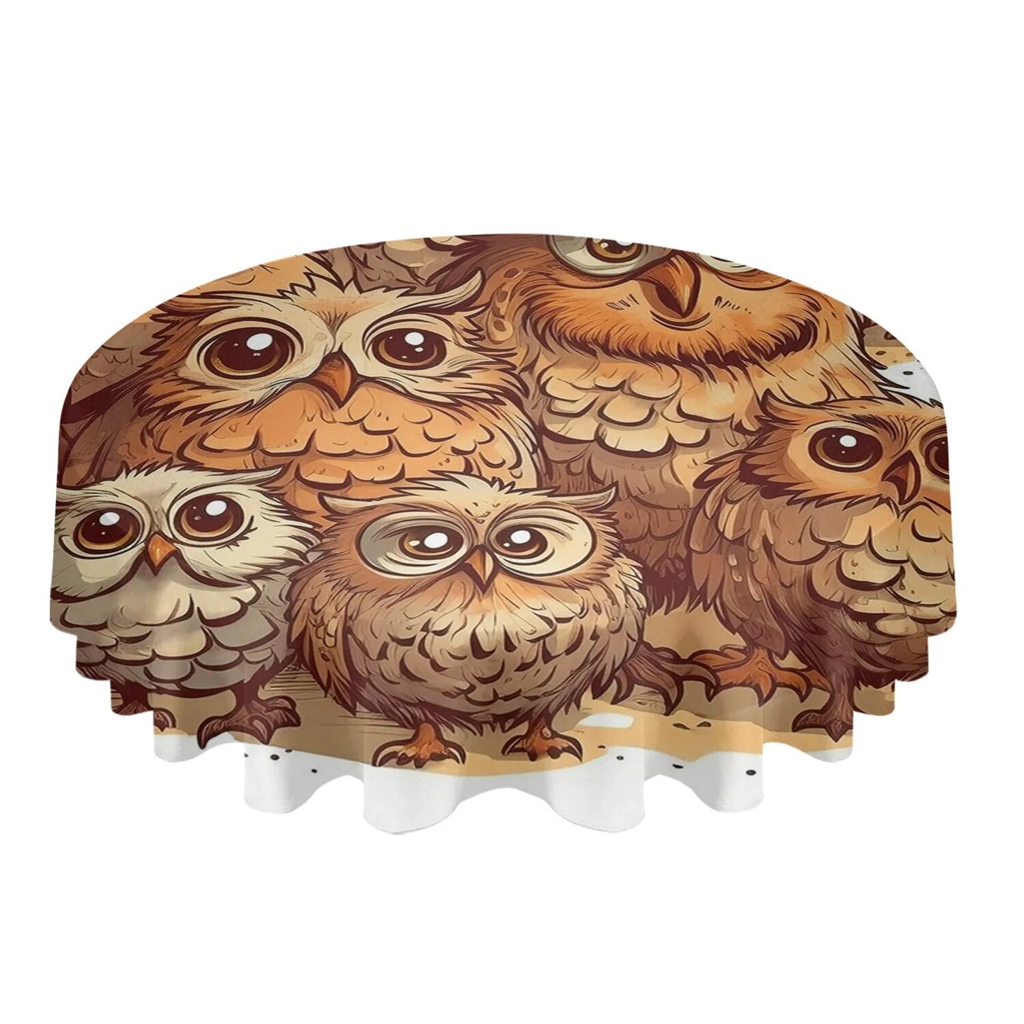 Owl Round Tablecloth Waterproof