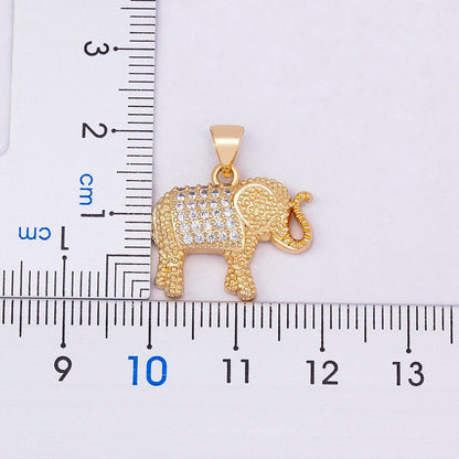 Elephant Necklace Cubic Zirconia Pendant Gold Color