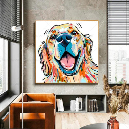 Dog Golden Canvas Painting Prints Wall Art