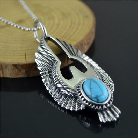 Native Turquoise Eagle Pendant Necklace Chain