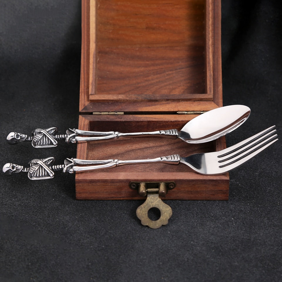 Skull Fork Spoon Stainless Steel