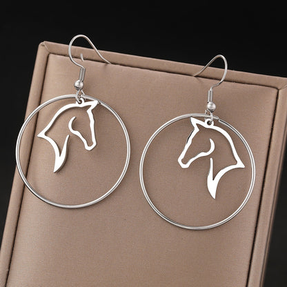 Native Circle Animal Horse Earrings