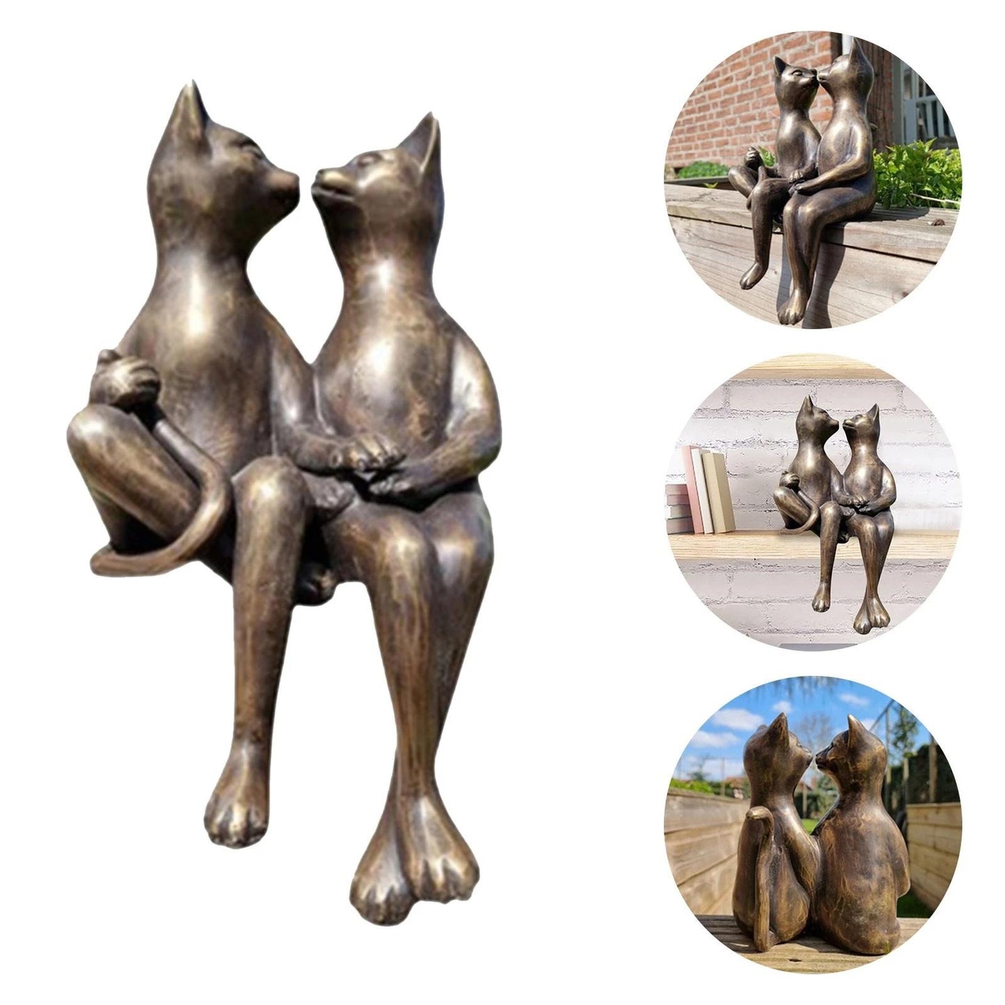 Couple Cats Kiss Statue Resin