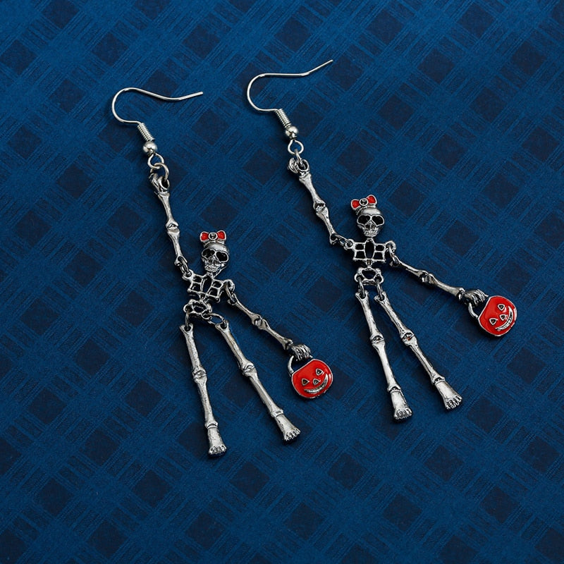 Halloween Skull Dangle Earrings