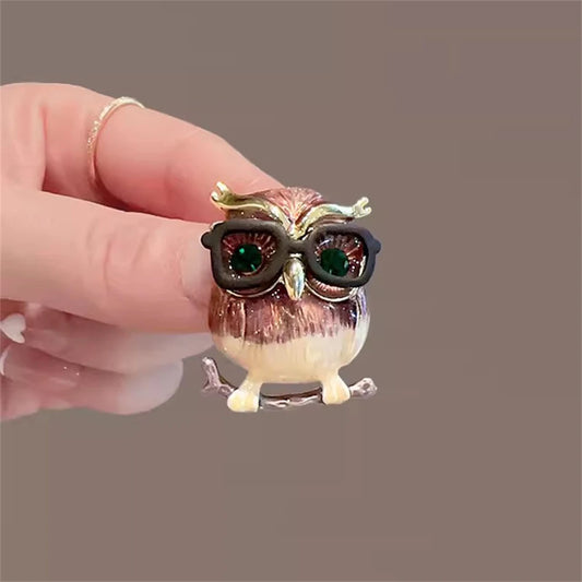 Owl Wear Glasses Vintage Cute Brooches