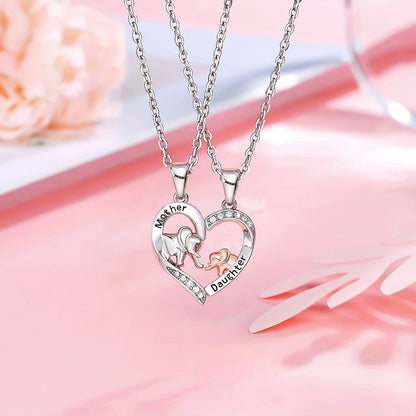 2pcs Mom and Daughter Elephant Necklace for Mom and Daughter Mother's Day