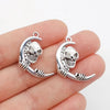 Skull Moon Charms Silver Color