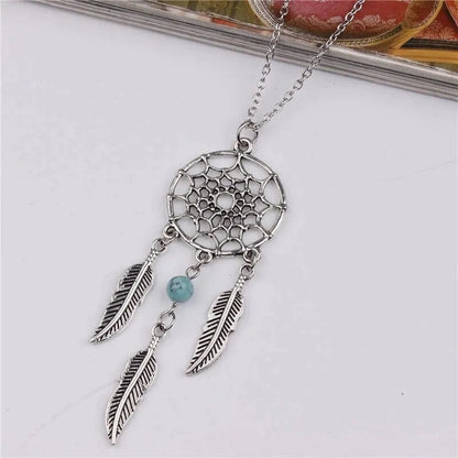 Native Dream Catcher Pendant Necklace Feather