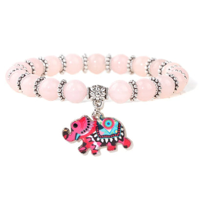 Elephant Pendant Bracelets Stone Turquoise Beaded