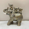 3 Baby Elephants Riding An Elephant Statue Figurine