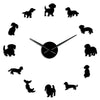 Dog Shaped DIY Large Clock Wall With Mirror Effect