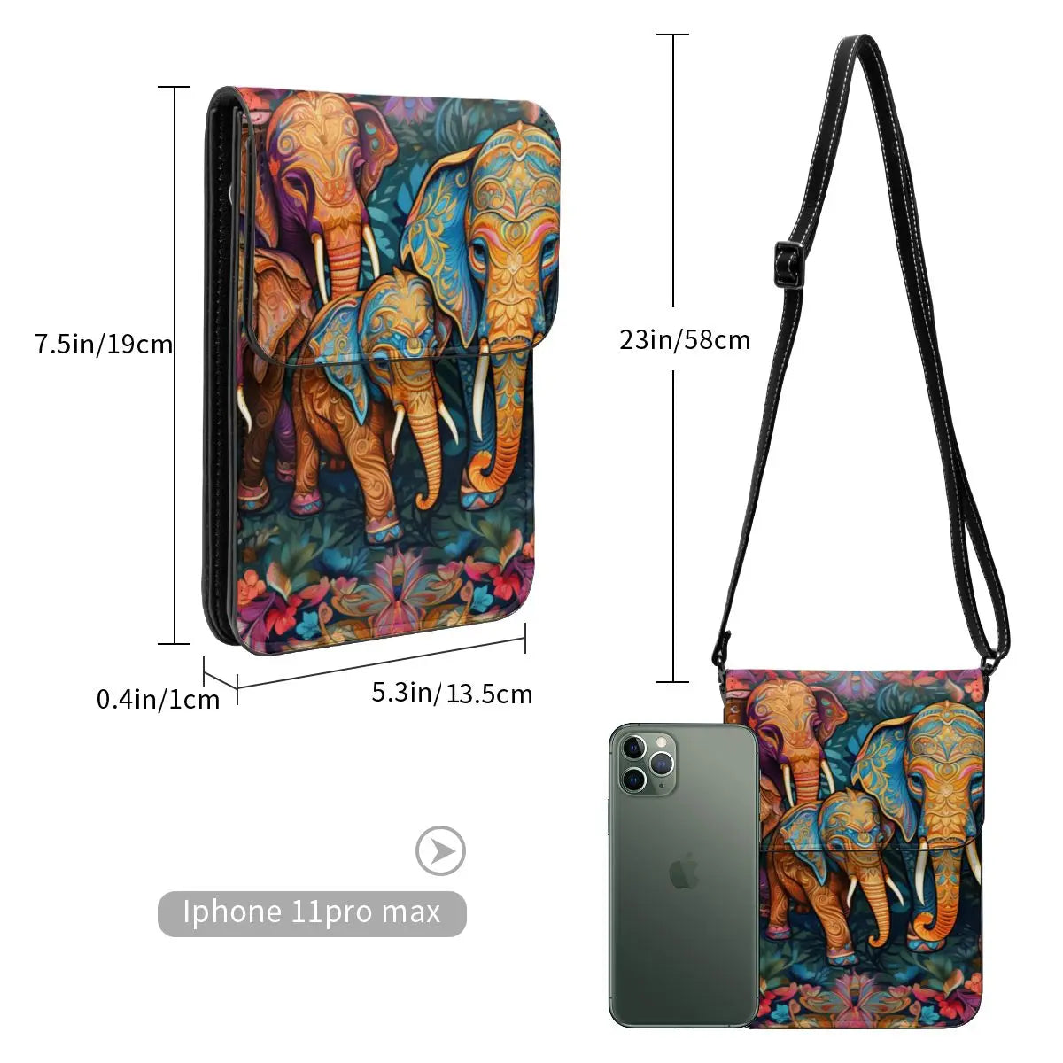 Elephant Shoulder Bag Flower Leaf Colors