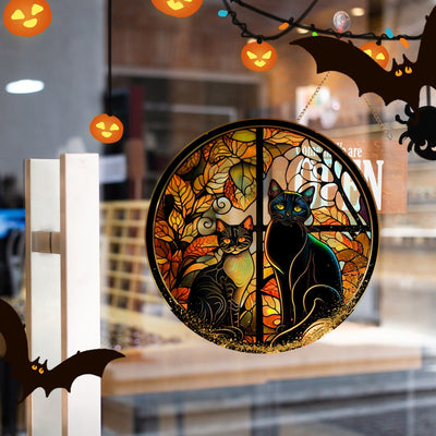 Halloween Cat PVC Window Glass Stickers Glue Free