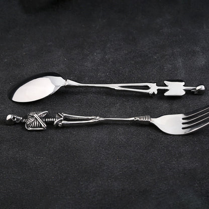 Skull Fork Spoon Stainless Steel