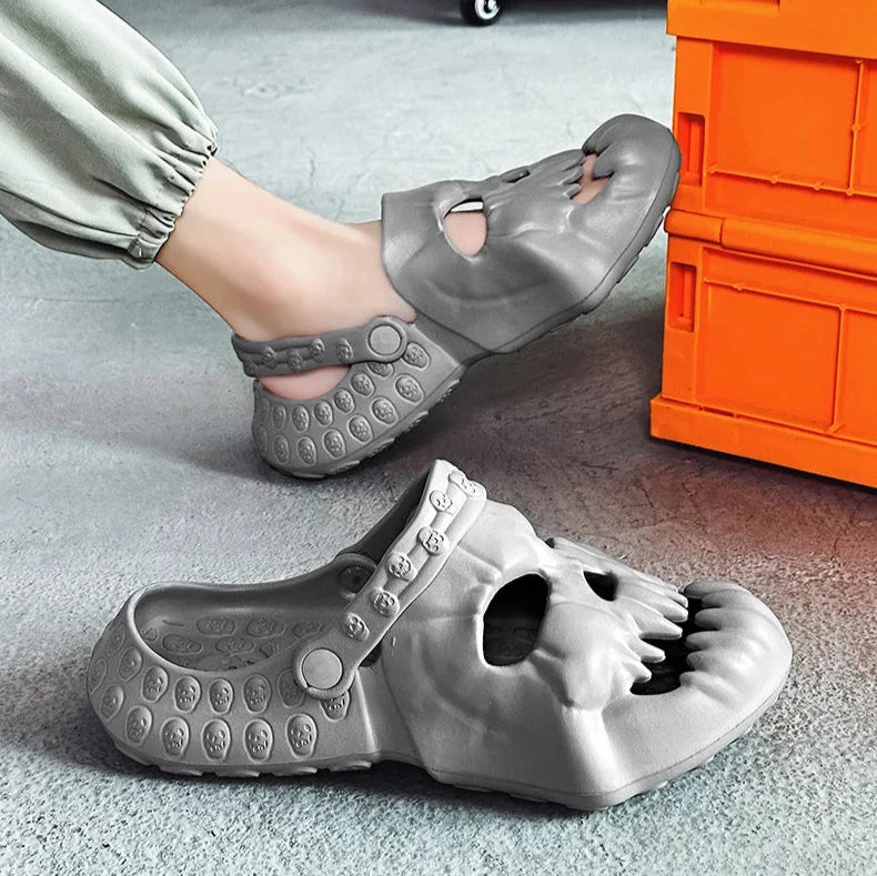 Skull Design Garden Sandals Outdoor Slide Thick Sole Platform Non-slip