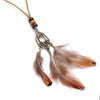 Native Long Feather Drop Earrings Necklace Set