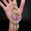 Pink Crystal Elephant Dream Catcher Feather Key Chain