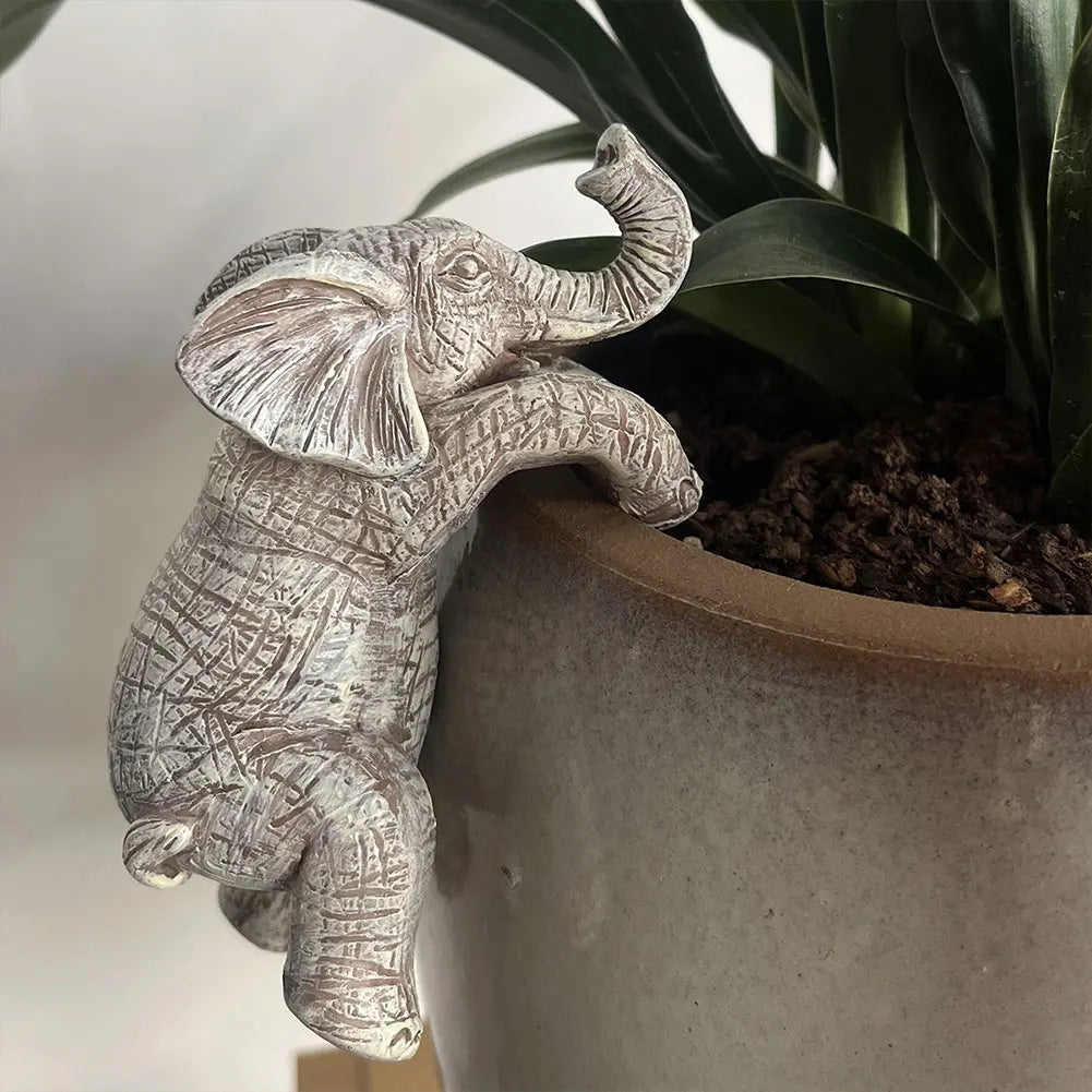 Elephant Cute Climbing  Figurines Resin Statue