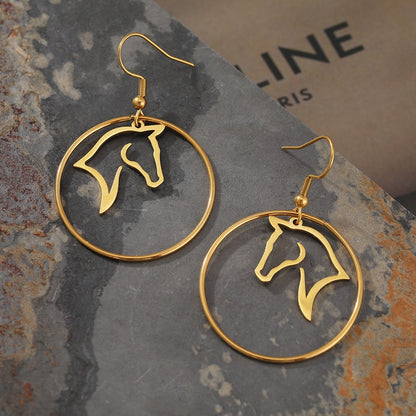 Native Circle Animal Horse Earrings