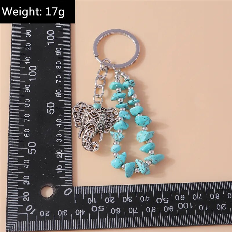 Elephant Turquoise Stone Keychain