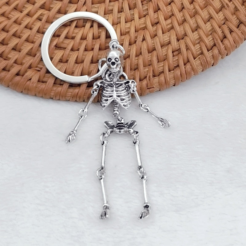 Foldable Skull Pendant Keychain Antique Metal Alloy