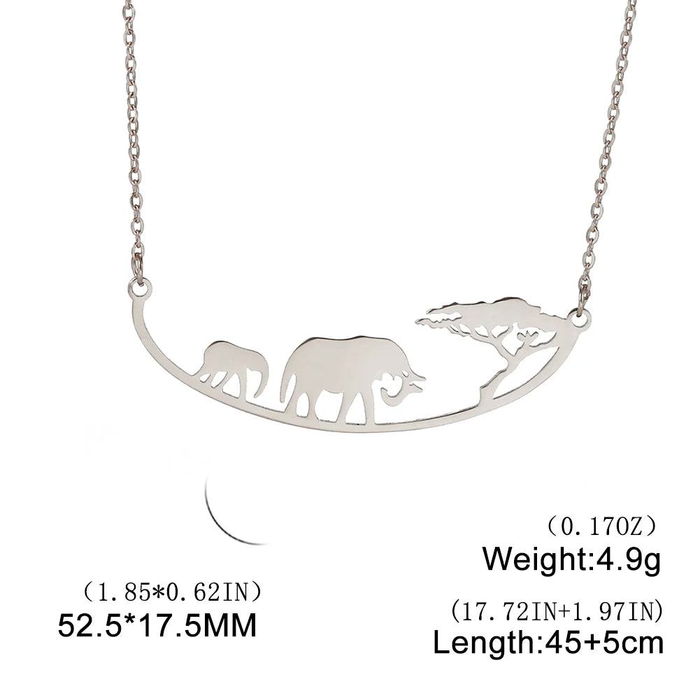 Elephant Necklace Mother Kid Stainless Steel