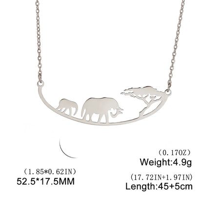 Elephant Necklace Mother Kid Stainless Steel