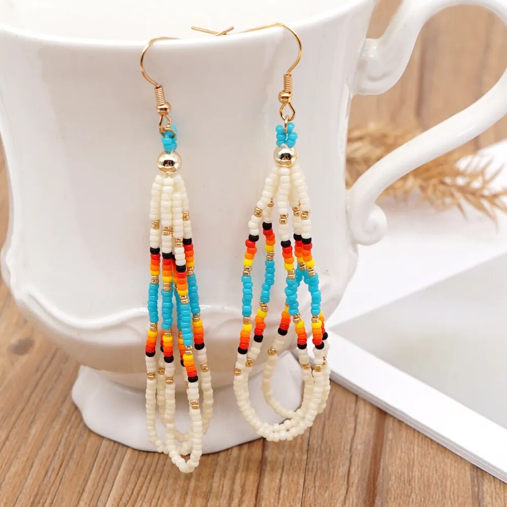 Native Beads Tassel Fringe Earrings