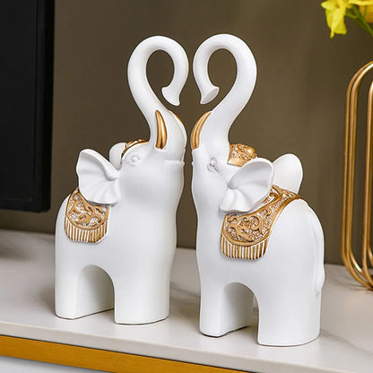 Elephant Resin Couple  Figurines