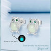 Owl Stud Earrings Sterling Silver Luminous Stone