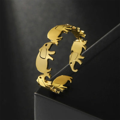 Elephant Open Rings Gold Color Stainless Steel