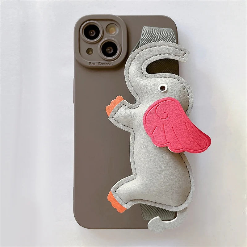 Elephant Wristband Stand Holder Phone Case For iPhone