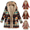 Native Cotton and Linen Printed Hooded Warm Plush Jacket