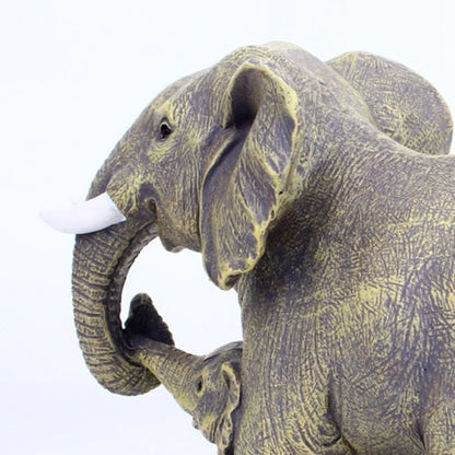 Elephant Mother & Baby Resin Statue