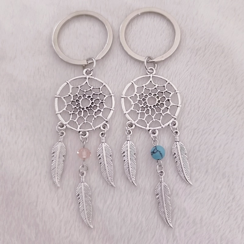 Native Dream Catcher Feather Wind Turquoise Beads Keychain Bohemian Indian Style