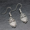 Owl Antique Silver Color Drop Earrings