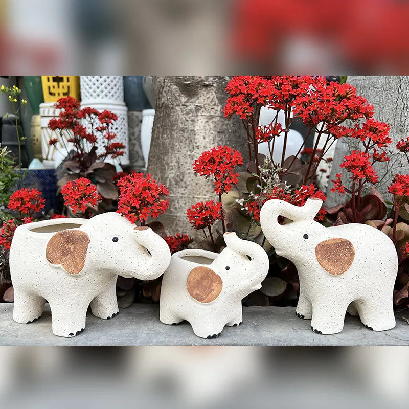 Elephants Ceramic Plants Flower Pot