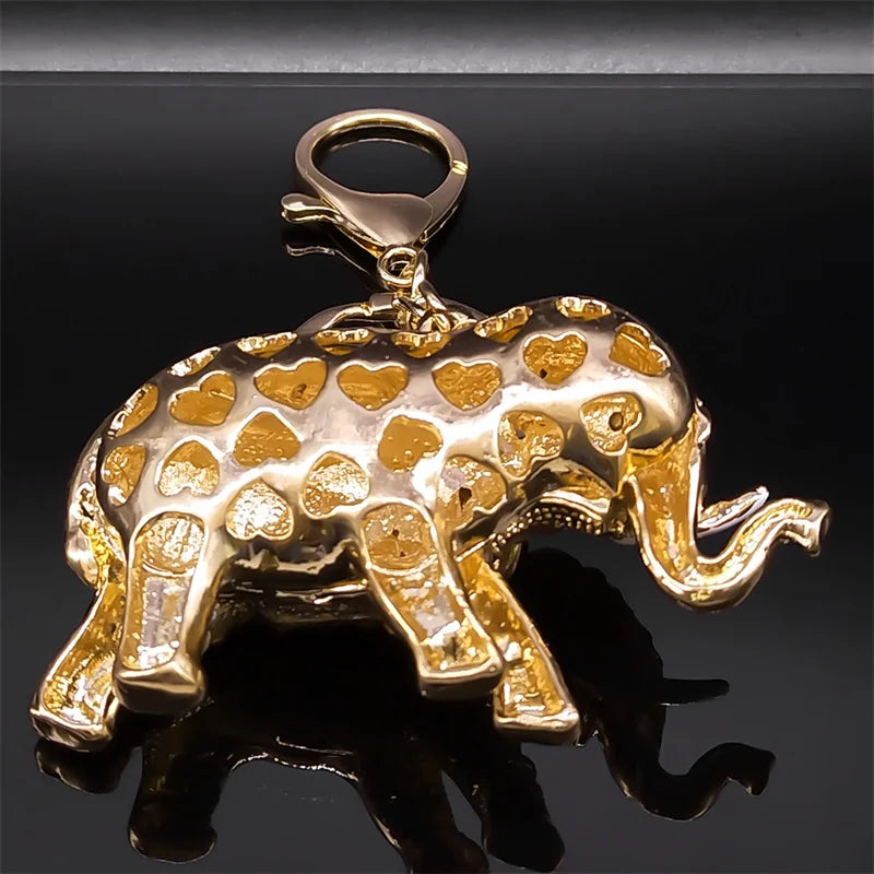 Elephant Alloy Keychain With Rhinestones