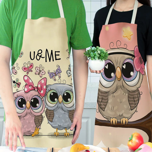 Owl Cotton Apron Linen Printed Kitchen