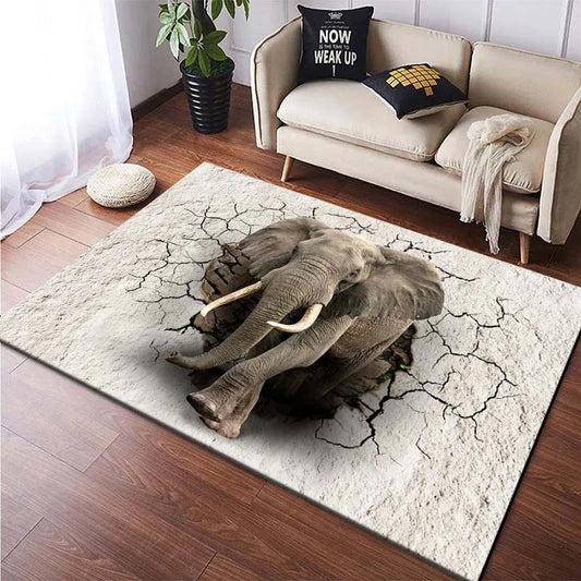 Elephant 3D Printed Rugs Non-slip Floor Mats